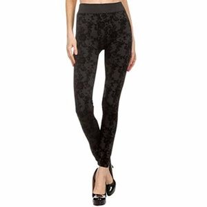Amy's Closet Black Floral Velvet Leggings